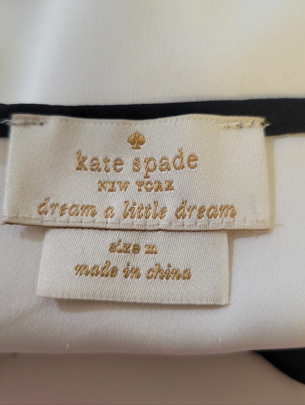 Kate Spade Charmeuse Babydoll Nightie White with Black Trim | Size Medium - Picture 8 of 9